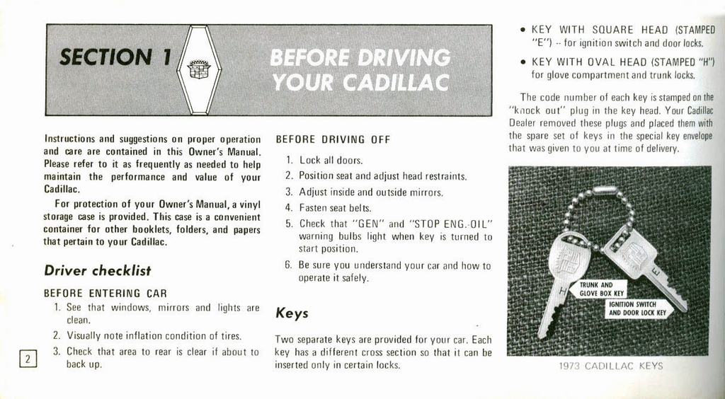 1973 Cadillac Owners Manual Page 75